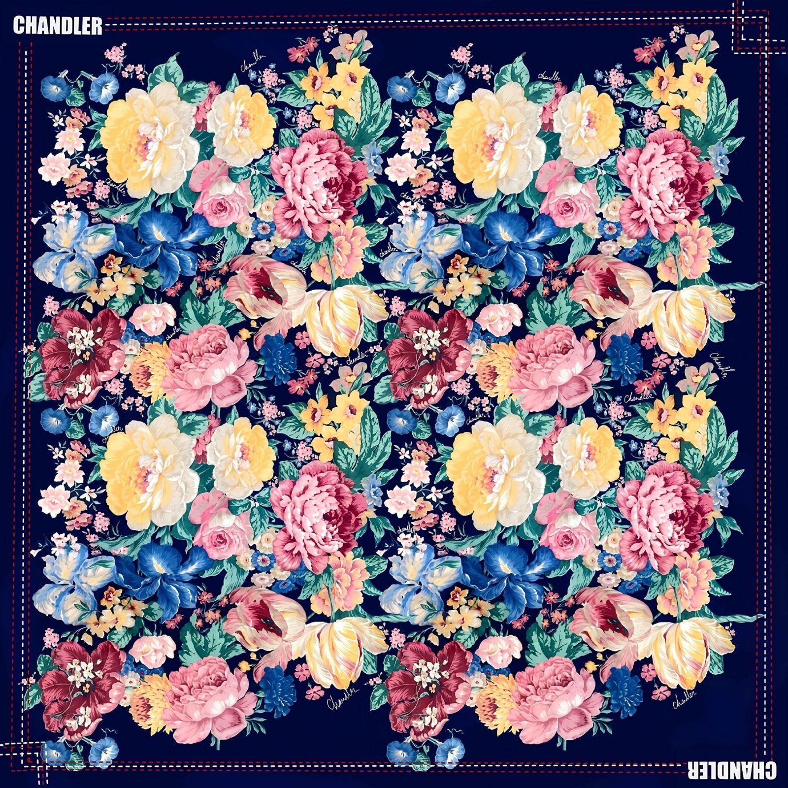 CHANDLER "Infinity Flower" Silk Scarf 90cm 