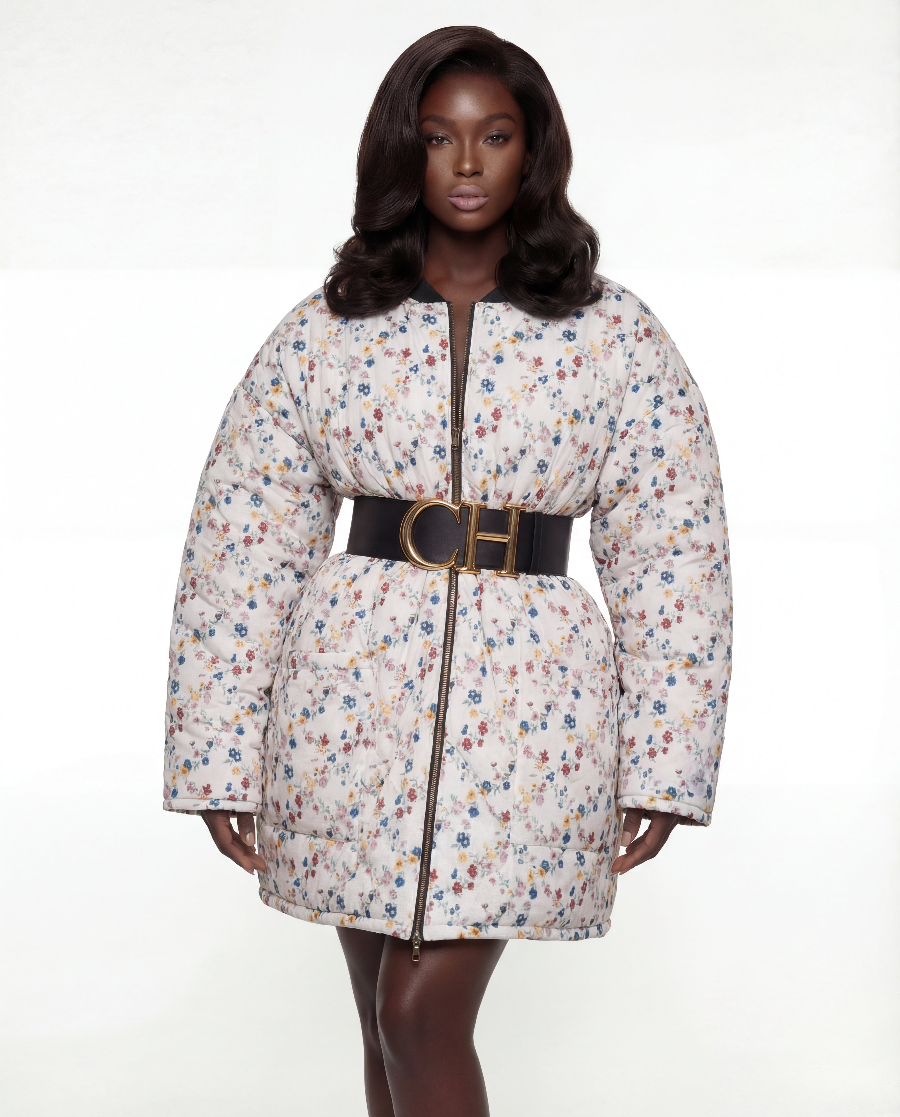 CHANDLER Reversible Quilted House Coat in "Infinity Flower” Print