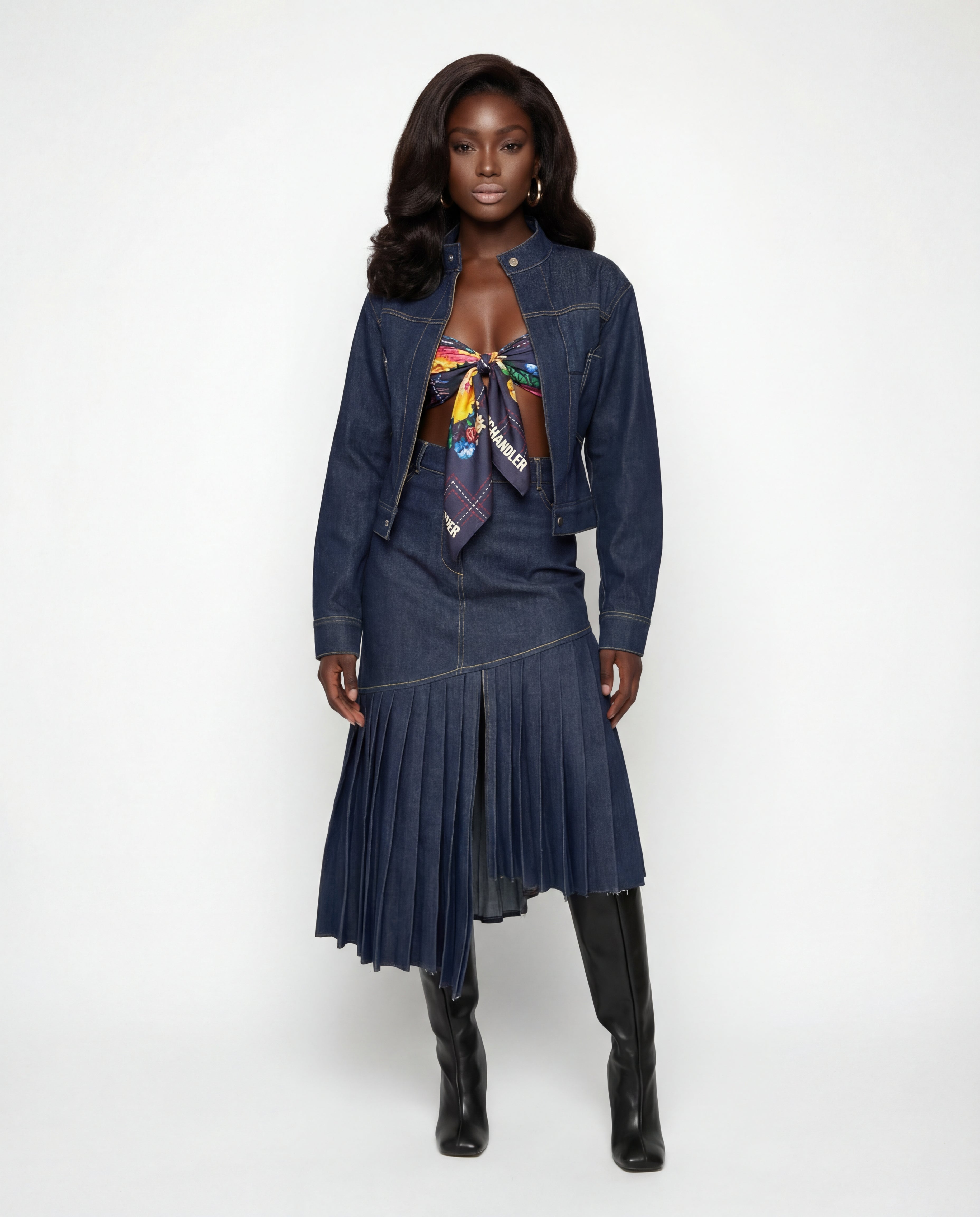 CHANDLER FEMME Asymmetrical Denim Skirt